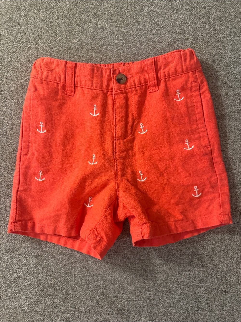 5/$15- Janie and Jack Coral Red Anchor Embroidered Pull-On Shorts - Picture 1 of 3